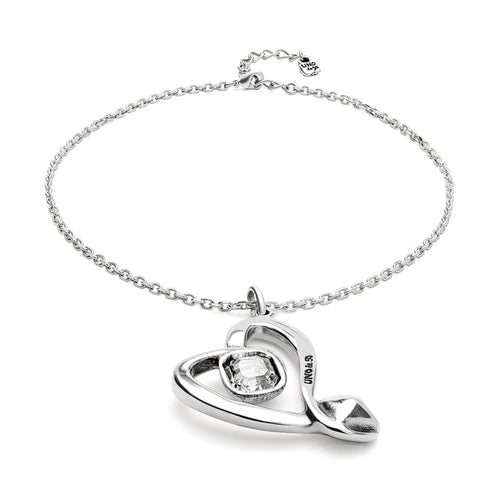 Midsize Sterling Silver Plated Pendant and Heart with Clear Crystal - COL1989CRSMTL0U-UNO de 50-Renee Taylor Gallery