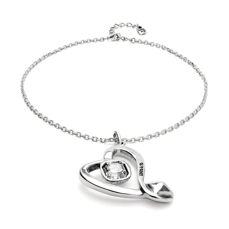 Midsize Sterling Silver Plated Pendant and Heart with Clear Crystal - COL1989CRSMTL0U-UNO de 50-Renee Taylor Gallery