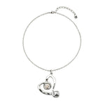 Midsize Sterling Silver Plated Pendant and Heart with Clear Crystal - COL1989CRSMTL0U-UNO de 50-Renee Taylor Gallery