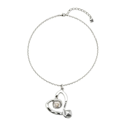 Midsize Sterling Silver Plated Pendant and Heart with Clear Crystal - COL1989CRSMTL0U-UNO de 50-Renee Taylor Gallery