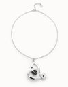 Midsize Sterling Silver Plated Pendant and Heart with Black Crystal - COL1989NGRMTL0U-UNO de 50-Renee Taylor Gallery