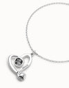 Midsize Sterling Silver Plated Pendant and Heart with Black Crystal - COL1989NGRMTL0U-UNO de 50-Renee Taylor Gallery