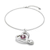 Midsize Sterling Silver Plated Pendant necklace and Heart with Pink Crystal - COL1989RSAMTL0U-UNO de 50-Renee Taylor Gallery