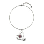 Midsize Sterling Silver Plated Pendant necklace and Heart with Pink Crystal - COL1989RSAMTL0U-UNO de 50-Renee Taylor Gallery