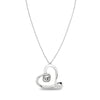 Long Sterling Silver Plated Pendant and Large Heart with Clear Faceted Crystal - COL1990CRSMTL0U-UNO de 50-Renee Taylor Gallery