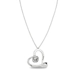 Long Sterling Silver Plated Pendant and Large Heart with Clear Faceted Crystal - COL1990CRSMTL0U-UNO de 50-Renee Taylor Gallery