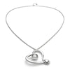 Long Sterling Silver Plated Pendant and Large Heart with Clear Faceted Crystal - COL1990CRSMTL0U-UNO de 50-Renee Taylor Gallery