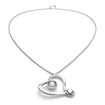 Long Sterling Silver Plated Pendant and Large Heart with Clear Faceted Crystal - COL1990CRSMTL0U-UNO de 50-Renee Taylor Gallery