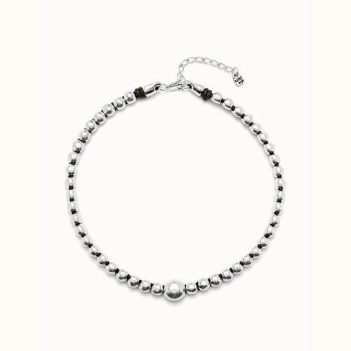 Sterling Silver Plated Bead Pendant With Larger Central Bead - COL1995MTL0000U-UNO de 50-Renee Taylor Gallery