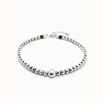 Sterling Silver Plated Bead Pendant With Larger Central Bead - COL1995MTL0000U-UNO de 50-Renee Taylor Gallery