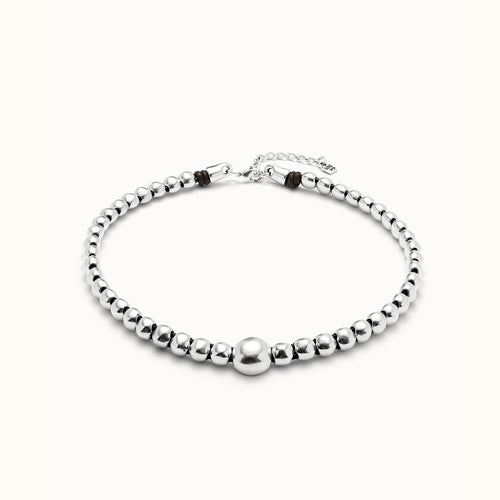Sterling Silver Plated Bead Pendant With Larger Central Bead - COL1995MTL0000U-UNO de 50-Renee Taylor Gallery