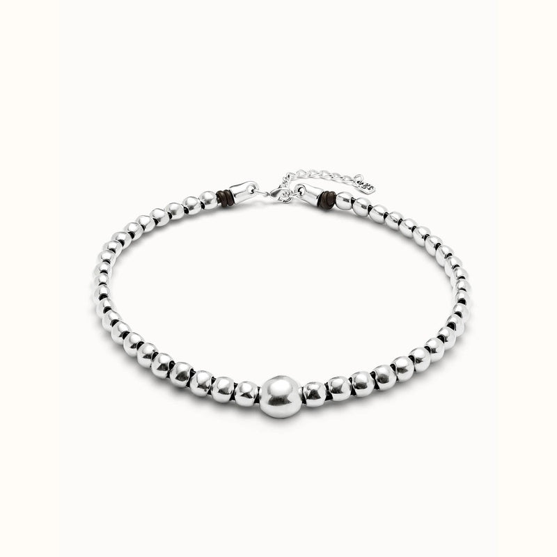 Sterling Silver Plated Bead Pendant With Larger Central Bead - COL1995MTL0000U-UNO de 50-Renee Taylor Gallery