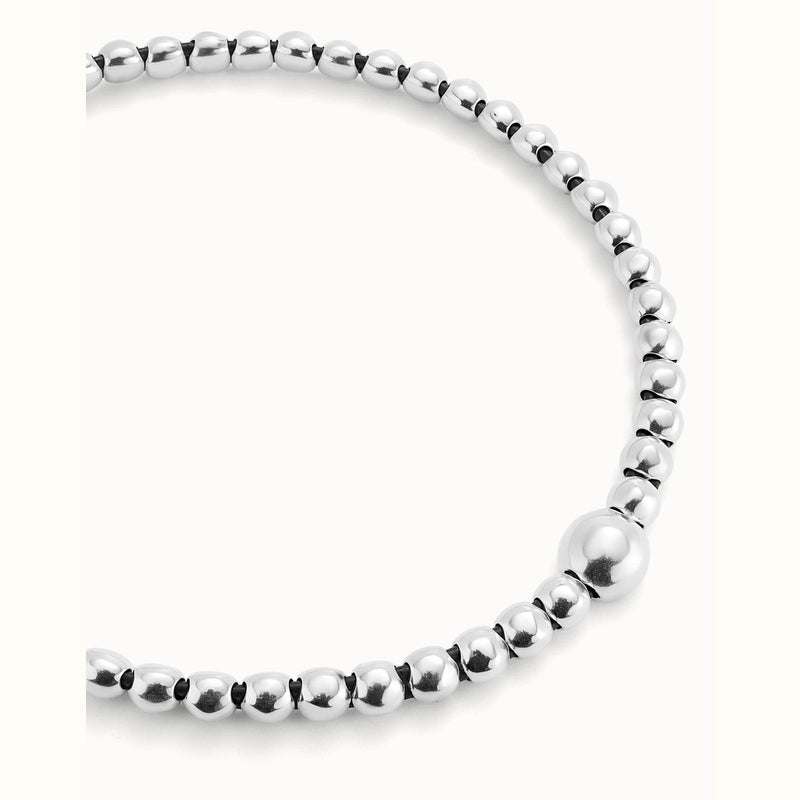 Sterling Silver Plated Bead Pendant With Larger Central Bead - COL1995MTL0000U-UNO de 50-Renee Taylor Gallery