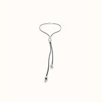 Long Leather Pendant With Three Central Sterling Silver Plated Beads - COL1998MARMTL0U-UNO de 50-Renee Taylor Gallery