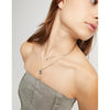 Sterling silver-plated pendant with double chain and central crystal triangles - COL2000VRDMTL0U-UNO de 50-Renee Taylor Gallery
