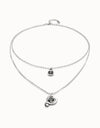 Sterling Silver Plated Pendant with Double Chain and Hearts with Black Crystal - COL2002NGRMTL0U-UNO de 50-Renee Taylor Gallery