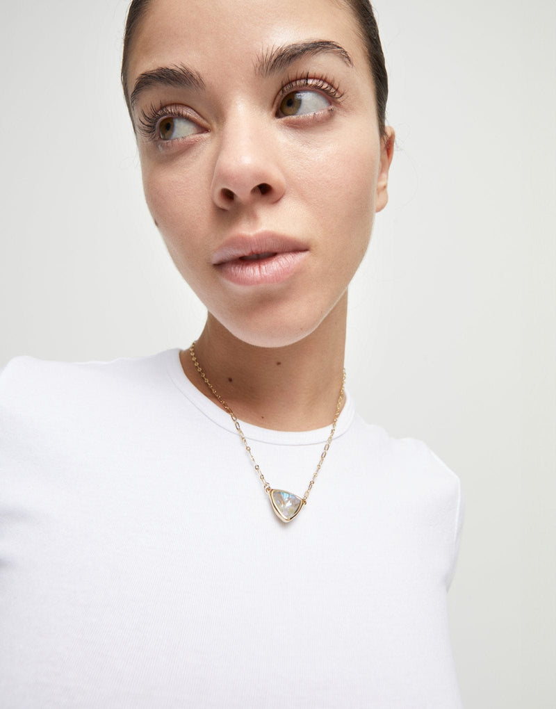 Pendant chain link necklace with multicolor crystal - COL2009MCLORO0U-UNO de 50-Renee Taylor Gallery