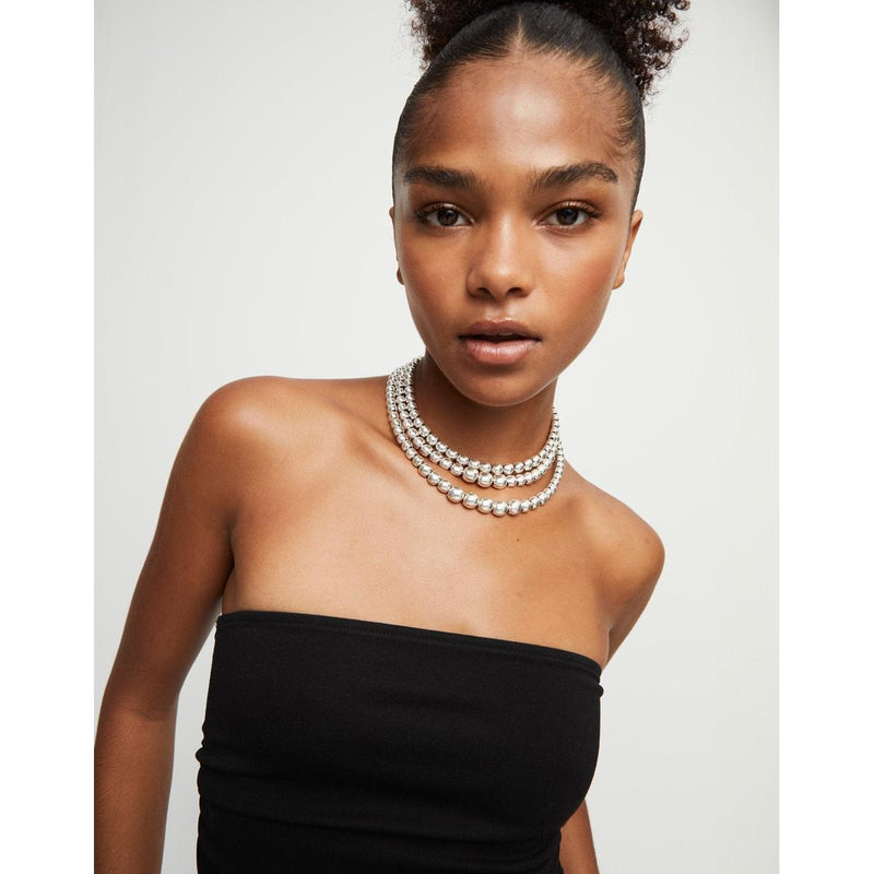 Limited Edition Triple Necklace with Sterling Silver-Plated Beads Necklace - COL2019MTL0000U-UNO de 50-Renee Taylor Gallery