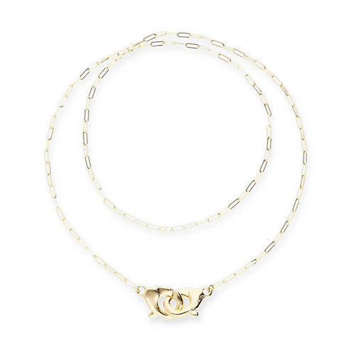 Ser Inseparable Long necklace of plated gold 18k with interlocked carabiner - COL2024ORO0000U-UNO de 50-Renee Taylor Gallery
