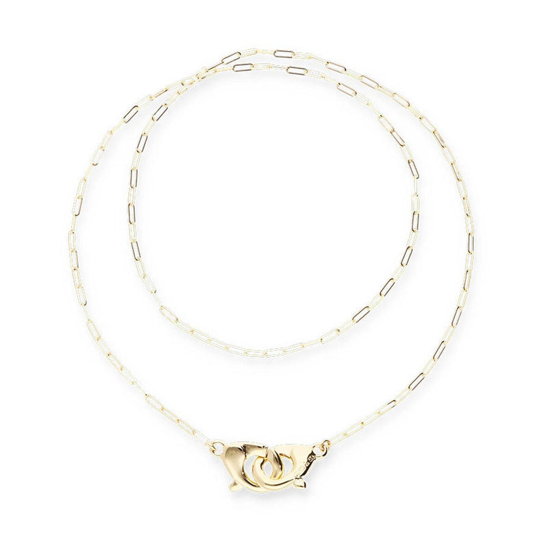 Ser Inseparable Long necklace of plated gold 18k with interlocked carabiner - COL2024ORO0000U-UNO de 50-Renee Taylor Gallery