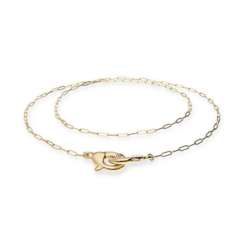 Ser Inseparable Long necklace of plated gold 18k with interlocked carabiner - COL2024ORO0000U-UNO de 50-Renee Taylor Gallery