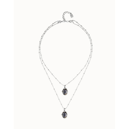 Ser Deslumbrante Multi Strand With Two Black Oval Faceted Crystals Silver Plated Necklace - COL2030NGRMTL0U-UNO de 50-Renee Taylor Gallery