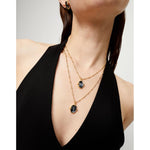 Ser Deslumbrante Multi Strand with Two Black Oval Faceted Crystals Necklace - COL2030NGRORO0U-UNO de 50-Renee Taylor Gallery