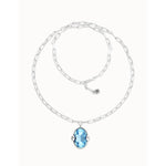 Ser Deslumbrante Large Blue Oval Faceted Crystal Long Silver Plated Necklace - COL2031AZUMTL0U-UNO de 50-Renee Taylor Gallery