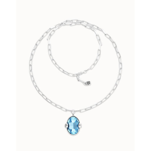 Ser Deslumbrante Large Blue Oval Faceted Crystal Long Silver Plated Necklace - COL2031AZUMTL0U-UNO de 50-Renee Taylor Gallery