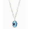 Ser Deslumbrante Large Blue Oval Faceted Crystal Long Silver Plated Necklace - COL2031AZUMTL0U-UNO de 50-Renee Taylor Gallery