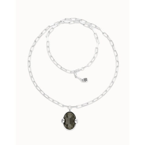 Ser Deslumbrante Gray Oval Faceted Crystal Long Silver PlatedNecklace - COL2031GRSMTL0U-UNO de 50-Renee Taylor Gallery