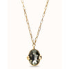 Ser Deslumbrante Gray Oval Faceted Crystal Silver Plated Necklace - COL2032GRSORO0U-UNO de 50-Renee Taylor Gallery