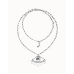 Ser Intuitiva Silver Long Pendant Chain Necklace with Central Eye - COL2034MTL0000U-UNO de 50-Renee Taylor Gallery