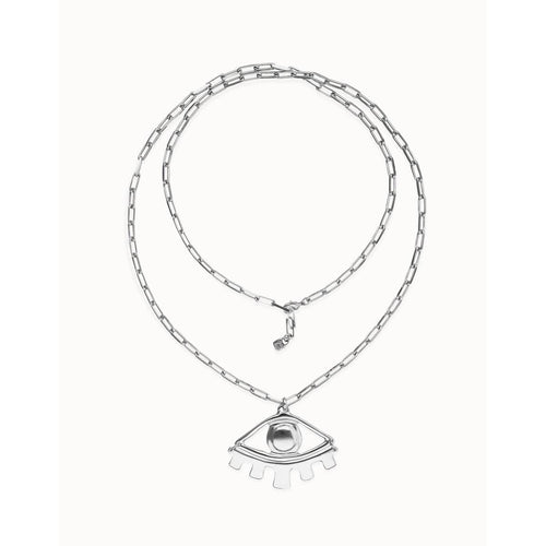 Ser Intuitiva Silver Long Pendant Chain Necklace with Central Eye - COL2034MTL0000U-UNO de 50-Renee Taylor Gallery