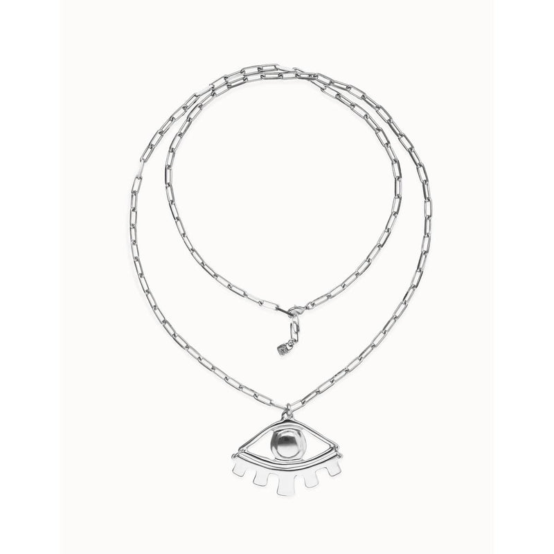 Ser Intuitiva Silver Long Pendant Chain Necklace with Central Eye - COL2034MTL0000U-UNO de 50-Renee Taylor Gallery