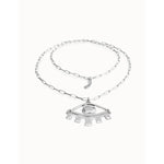 Ser Intuitiva Silver Long Pendant Chain Necklace with Central Eye - COL2034MTL0000U-UNO de 50-Renee Taylor Gallery