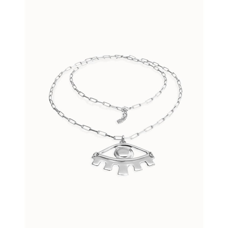 Ser Intuitiva Silver Long Pendant Chain Necklace with Central Eye - COL2034MTL0000U-UNO de 50-Renee Taylor Gallery