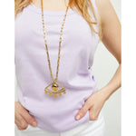 Ser Intuitiva Gold Long Pendant Chain Necklace with Central Eye - COL2034ORO0000U-UNO de 50-Renee Taylor Gallery