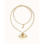 Ser Intuitiva Gold Long Pendant Chain Necklace with Central Eye - COL2034ORO0000U-UNO de 50-Renee Taylor Gallery