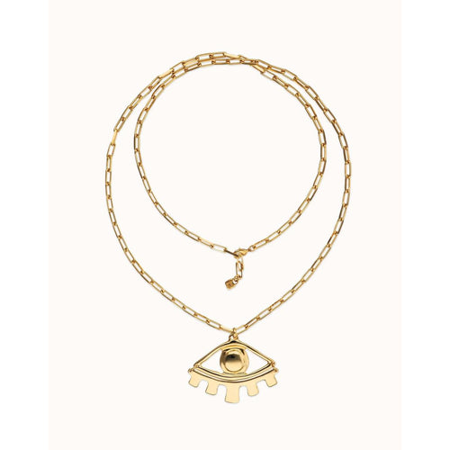 Ser Intuitiva Gold Long Pendant Chain Necklace with Central Eye - COL2034ORO0000U-UNO de 50-Renee Taylor Gallery