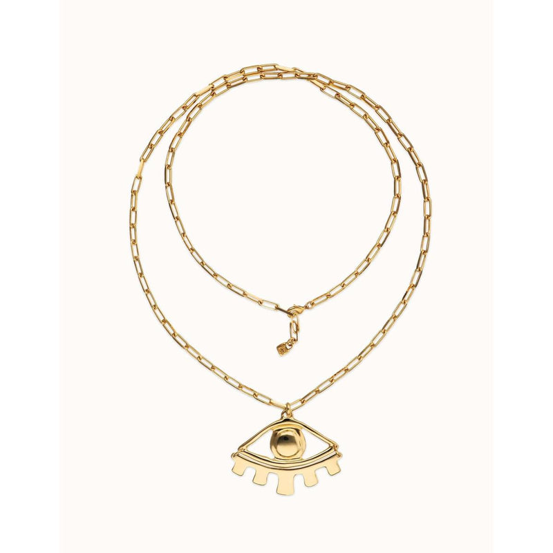 Ser Intuitiva Gold Long Pendant Chain Necklace with Central Eye - COL2034ORO0000U-UNO de 50-Renee Taylor Gallery