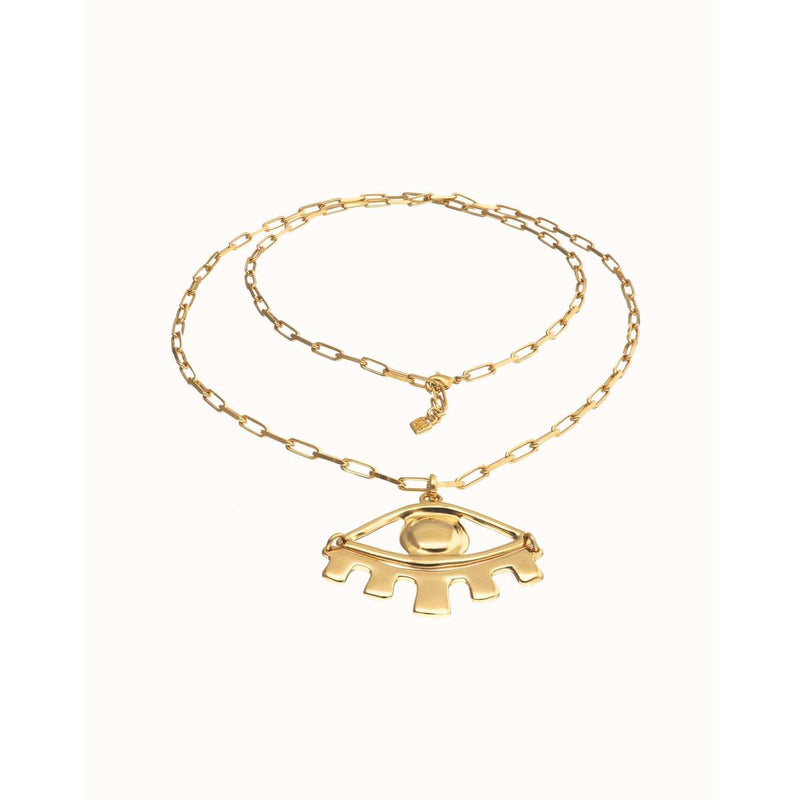 Ser Intuitiva Gold Long Pendant Chain Necklace with Central Eye - COL2034ORO0000U-UNO de 50-Renee Taylor Gallery