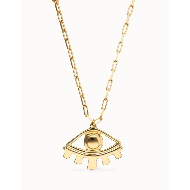 Ser Intuitiva Gold Long Pendant Chain Necklace with Central Eye - COL2034ORO0000U-UNO de 50-Renee Taylor Gallery