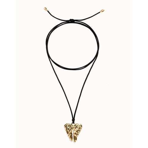 Ser Invencible Silk Cord Gold Wing Necklace - COL2038NGRORO0U-UNO de 50-Renee Taylor Gallery