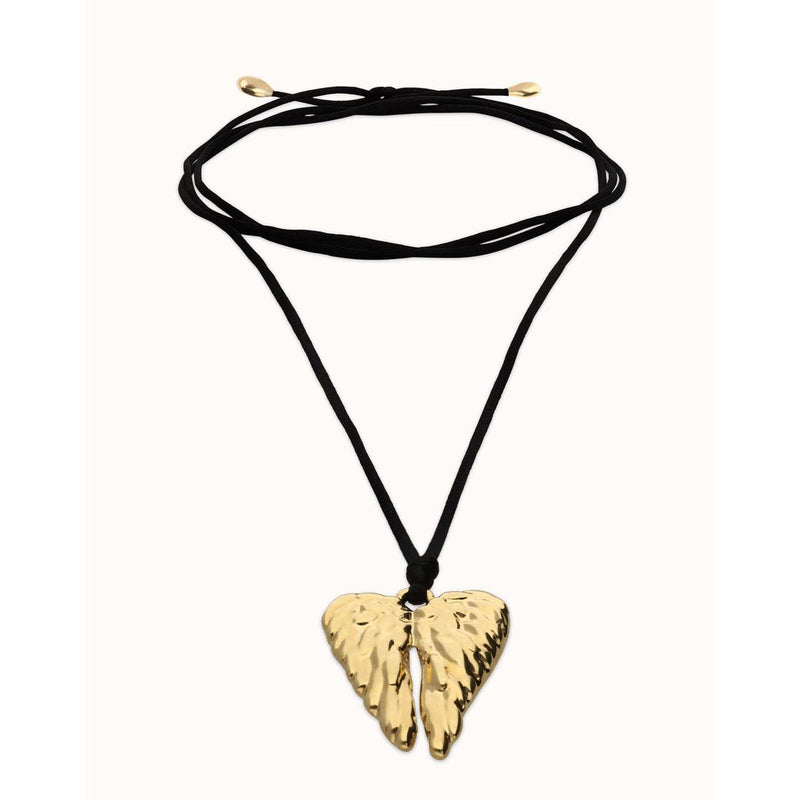 Ser Invencible Silk Cord Gold Wing Necklace - COL2038NGRORO0U-UNO de 50-Renee Taylor Gallery