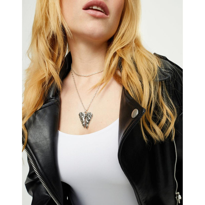 Ser Invencible Long necklace with wing detail- COL2039MTL0000U-UNO de 50-Renee Taylor Gallery