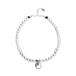 Silver Short Beaded Necklace with Medium and a Large Sphere - COL2045MTL0000U-UNO de 50-Renee Taylor Gallery