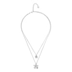 Double Necklace with Butterflies and Pear Plated in Sterling Silver - COL2057MTL0000U-UNO de 50-Renee Taylor Gallery