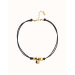 Leather Necklace with Three 18k Gold-Plated Spheres – COL2064MAROROU-UNO de 50-Renee Taylor Gallery