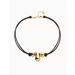 Leather Necklace with Three 18k Gold-Plated Spheres – COL2064MAROROU-UNO de 50-Renee Taylor Gallery